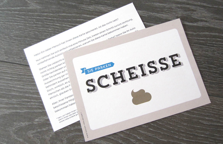 Design Verlag Frohmacher Botschaften Grußkarten Sie Parken Scheisse
