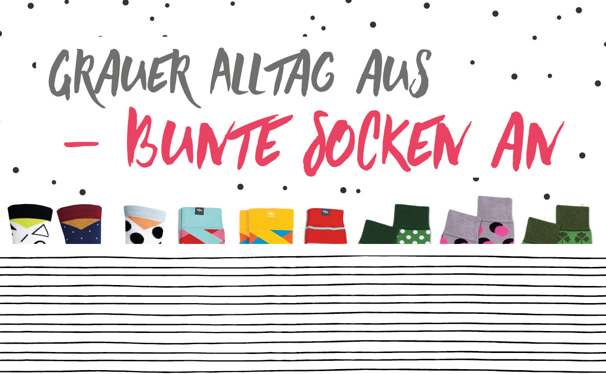 Grauer Alltag aus – bunte Socken an